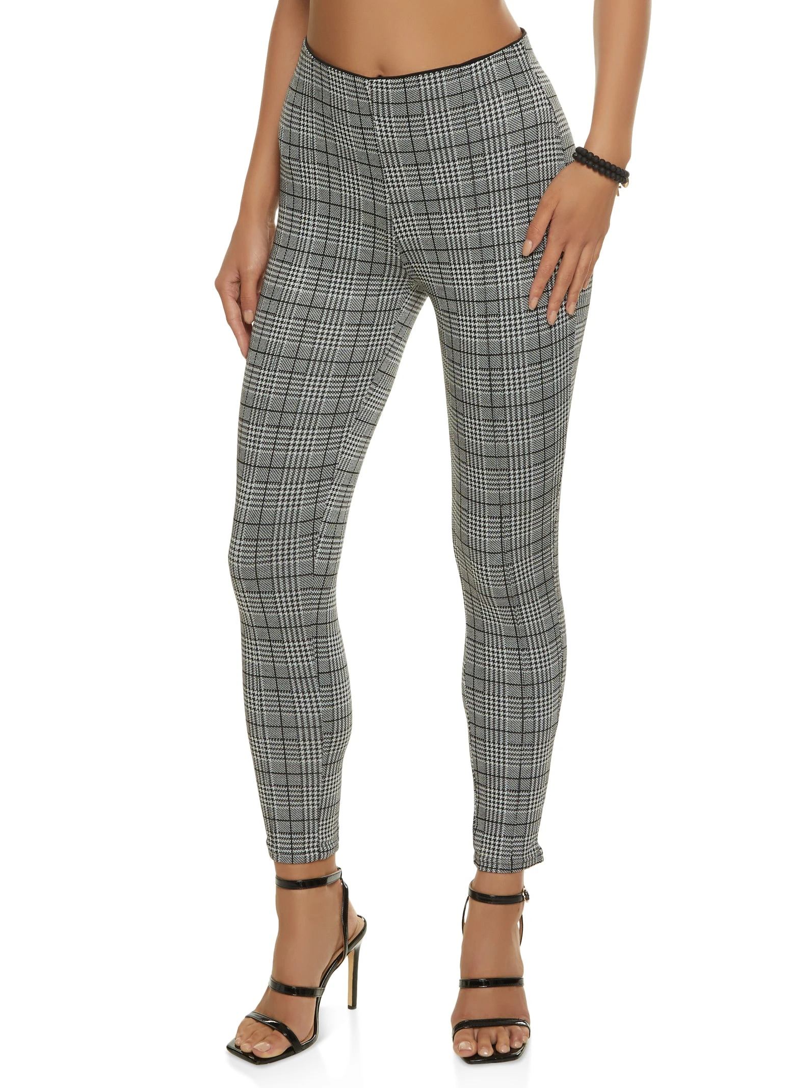 Plaid Skinny Dress Pants