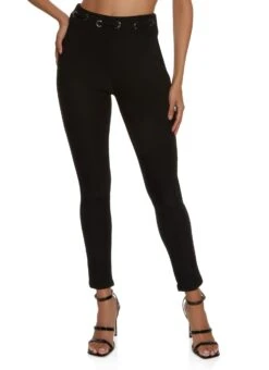 Scuba Grommet Detail Dress Pants