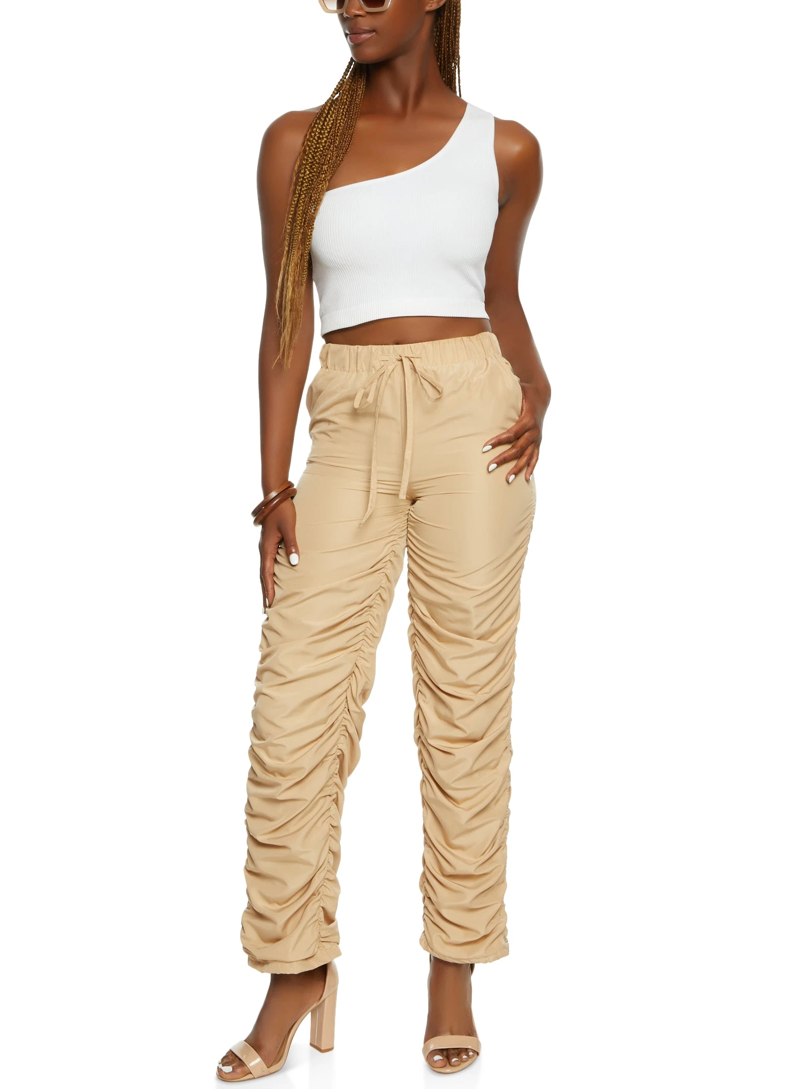 Drawstring Stacked Pants - Image 2