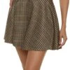 High Waist Plaid Mini Skater Skirt