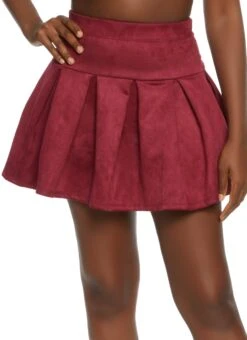 Faux Suede Pleated Mini Skirt
