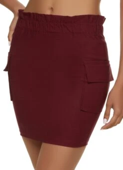 Paper Bag Waist Cargo Pocket Mini Skirt