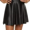 Solid Faux Leather Pleated Skirt