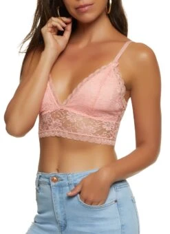 Solid Floral Lace Bralette