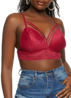 Caged Front Floral Lace Bralette