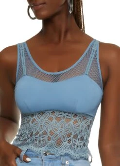 Fishnet Floral Lace Tank Top