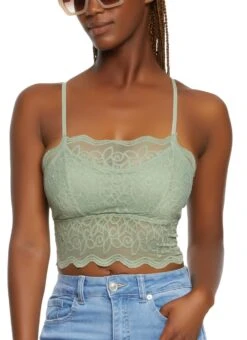 Lace Scalloped Hem Cropped Cami