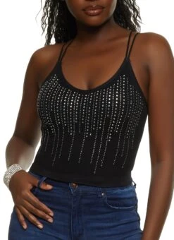 Seamless Rhinestone Double Strap Cami