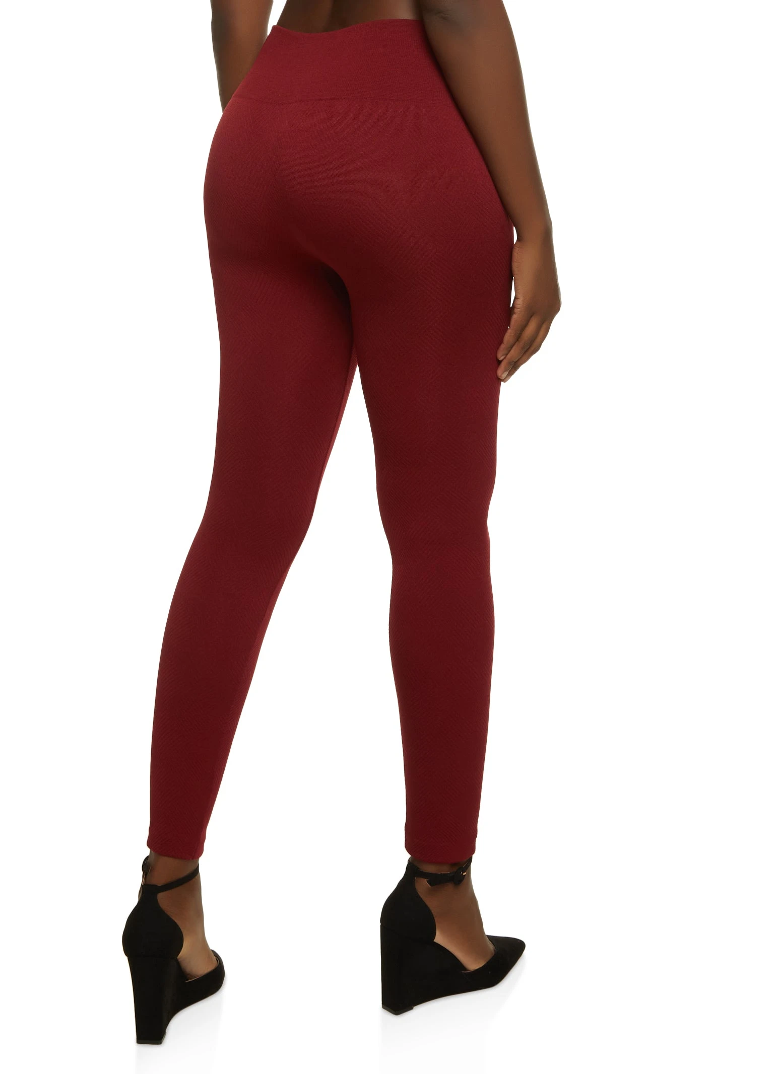 Seamless Textured Knit Fleece Leggings - Image 2