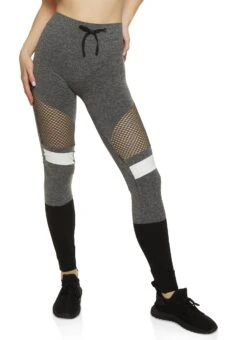 Color Block Fishnet Detail Leggings