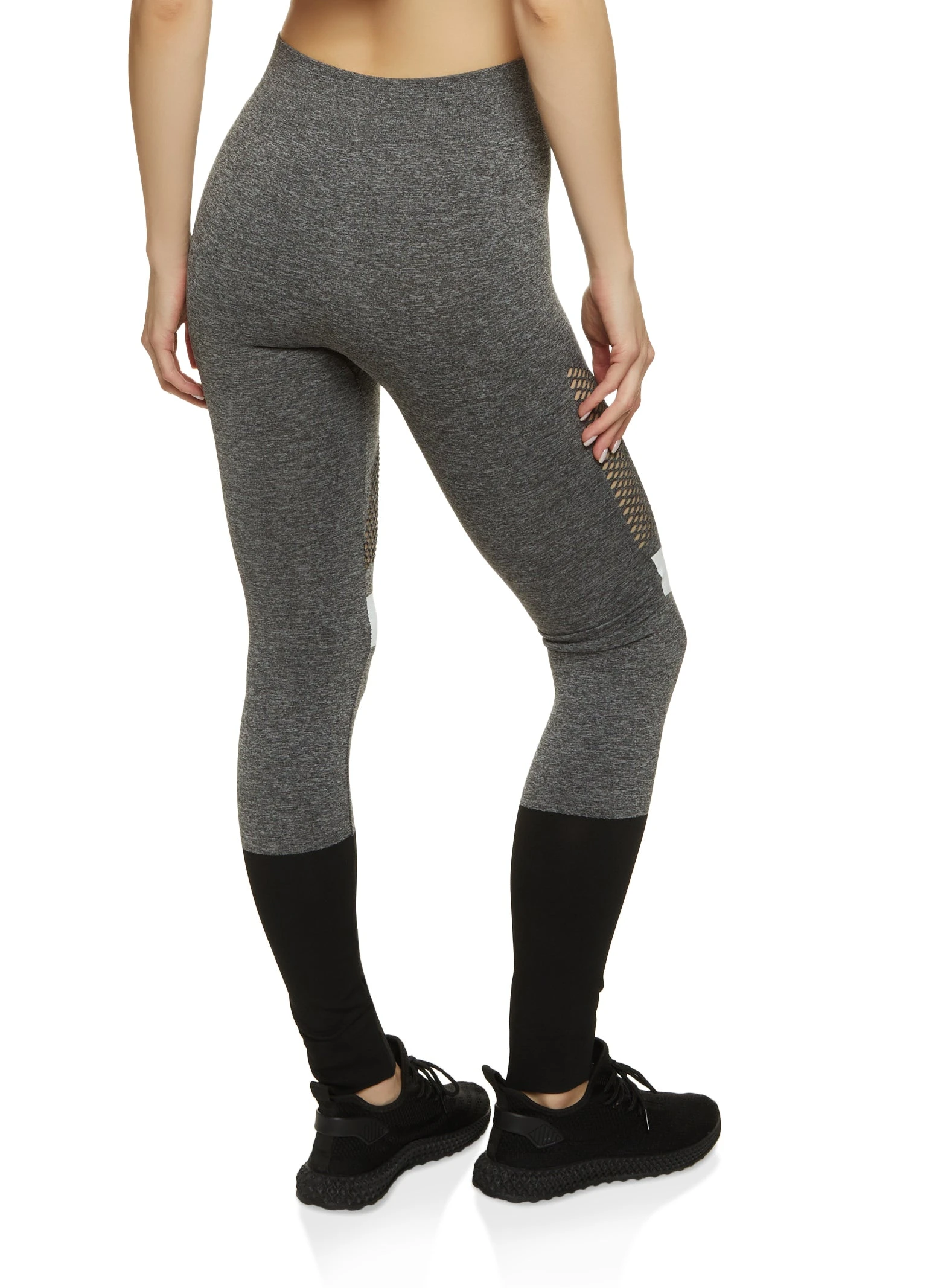 Color Block Fishnet Detail Leggings - Image 2