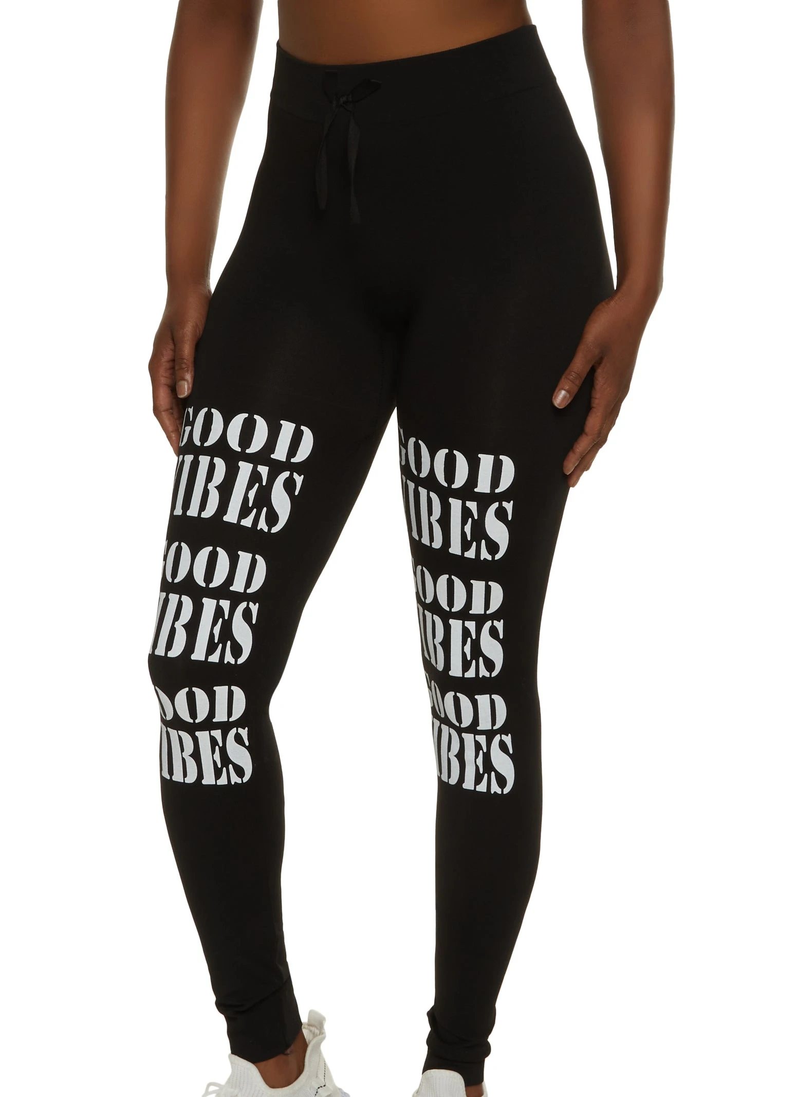 Good Vibes Drawstring Graphic Leggings