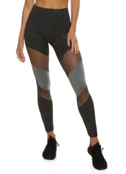 Fishnet Cut Out Color Block Leggings