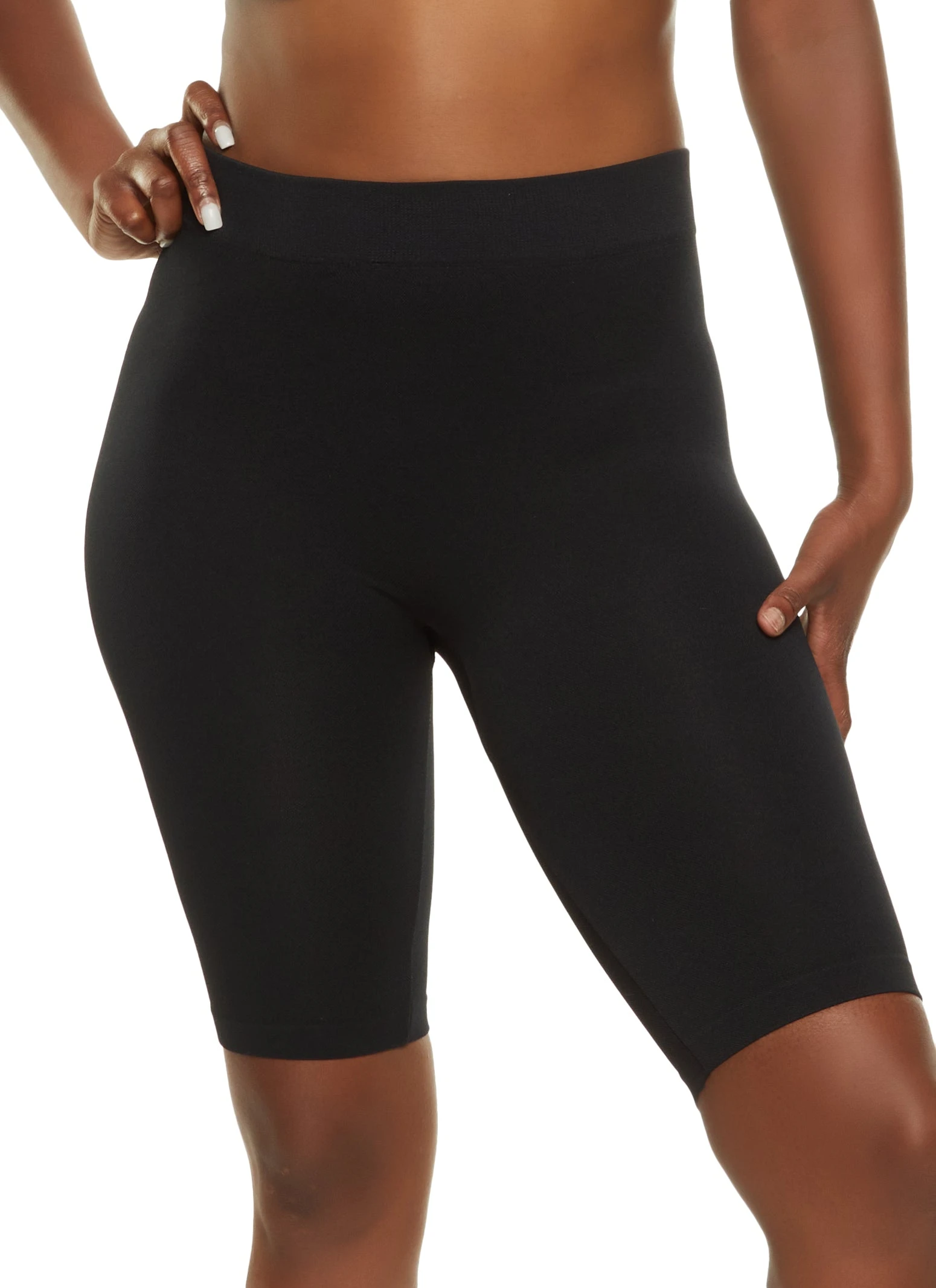 Solid High Waist Biker Shorts