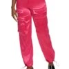 Satin Front Cargo Pocket Pants