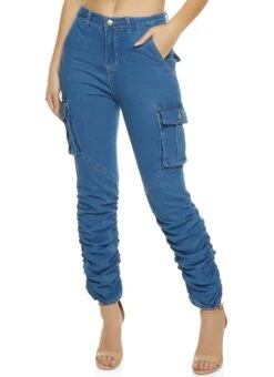 Cargo Pocket Ruched Skinny Jeans
