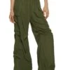 High Waist Ruched Detail Cargo Parachute Pants