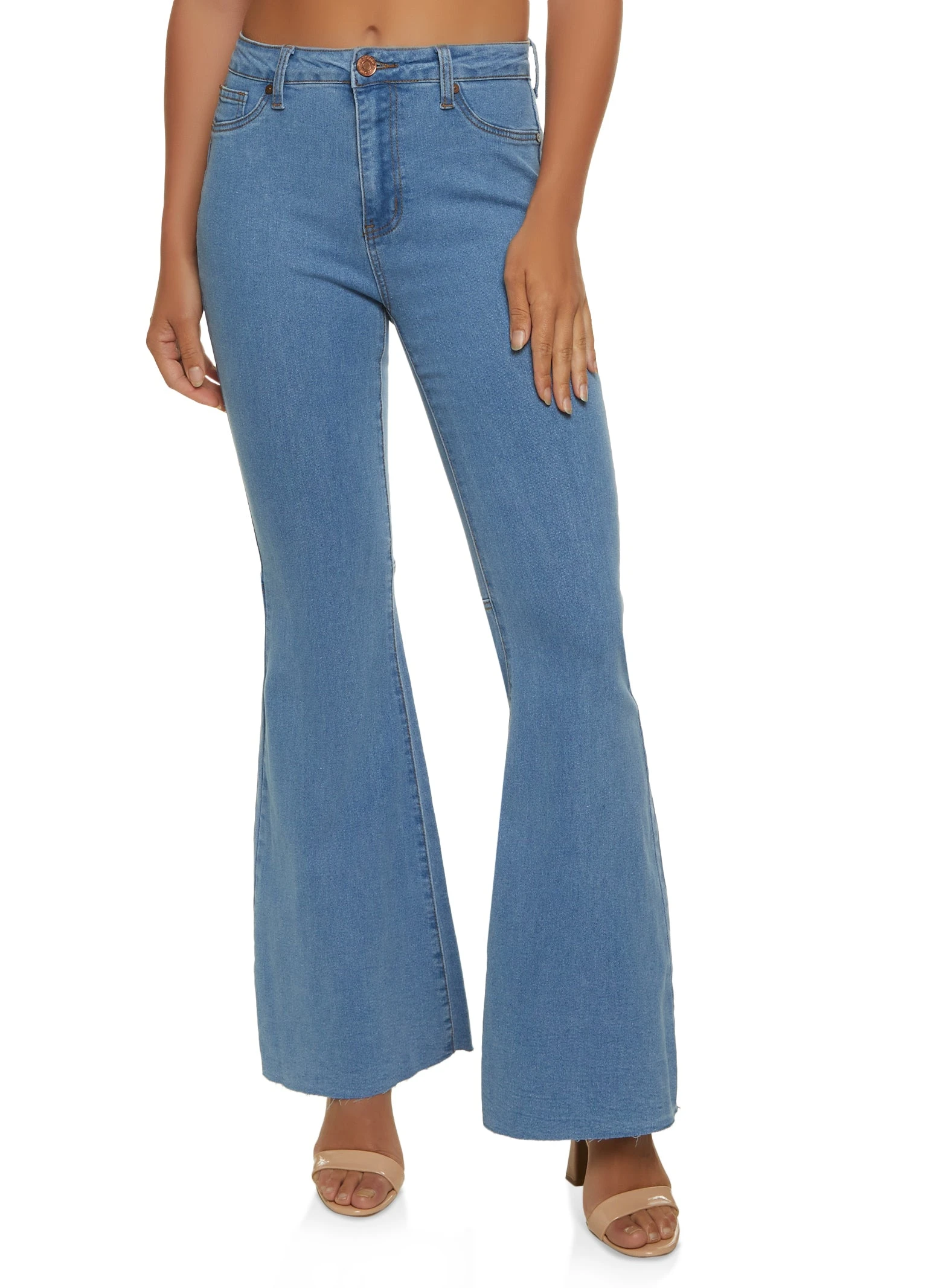 Raw Hem Flared Jeans