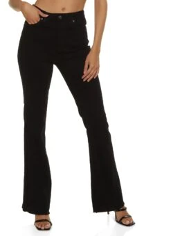 High Waisted Frayed Hem Flare Jeans