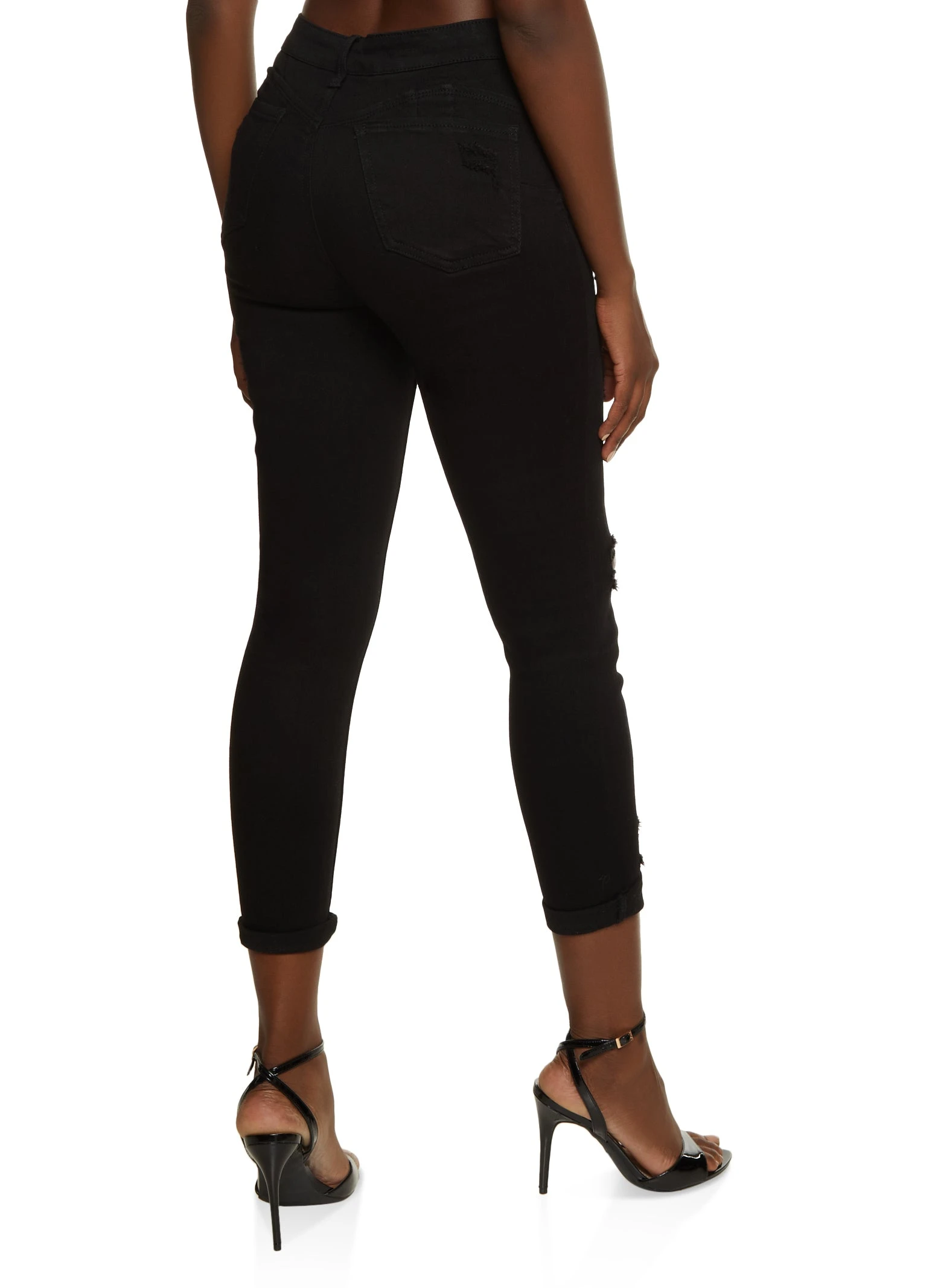 WAX Ripped Rolled Cuff Skinny Jeans - Image 2