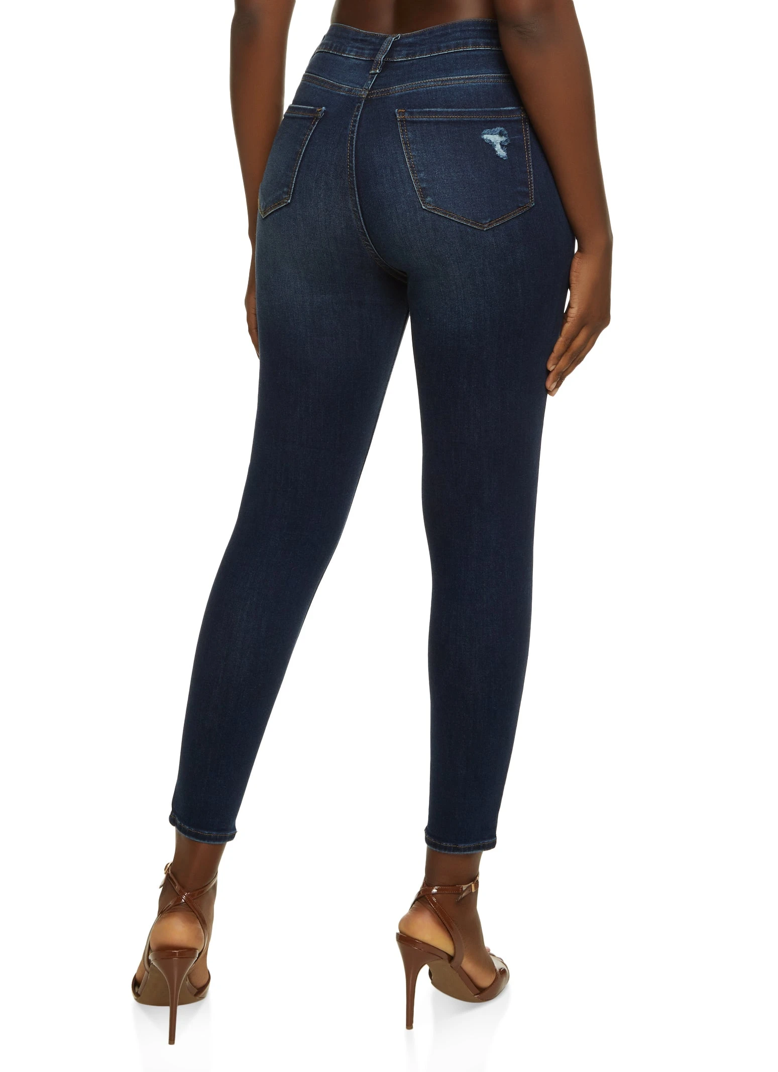 WAX High Rise Ripped Patch And Repair Skinny Jeans - Image 2