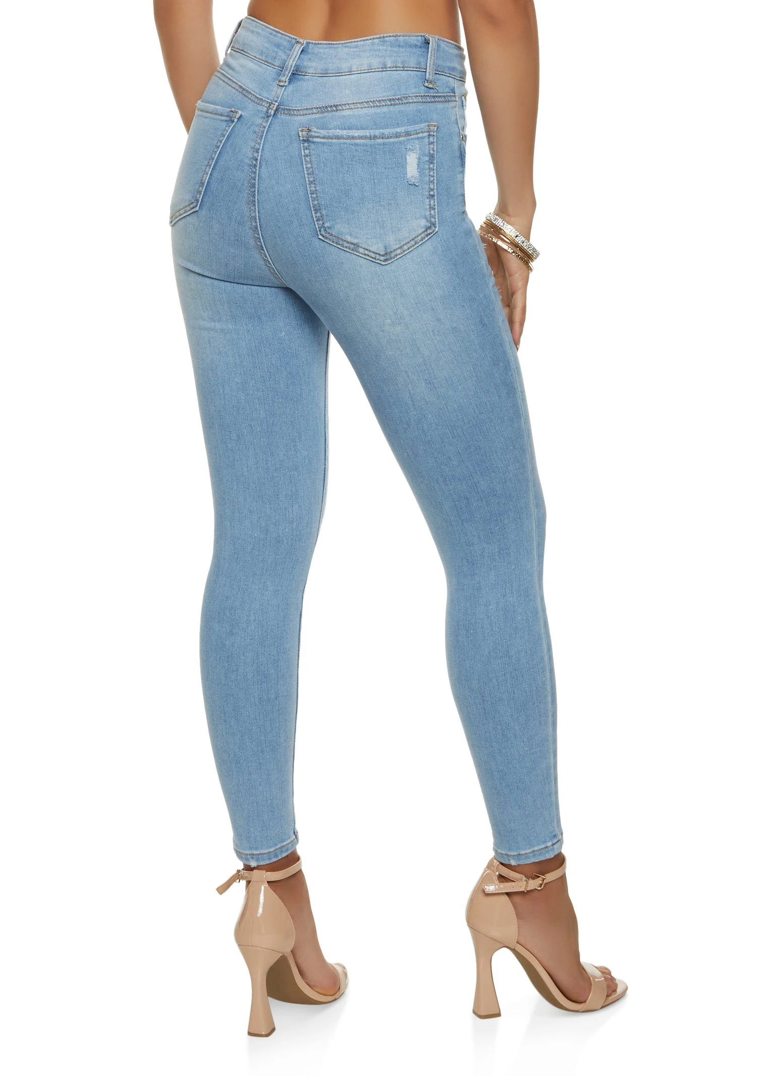 WAX Basic Distressed High Waist Skinny Jeans - Image 2