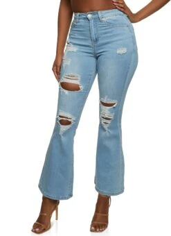 WAX Distressed Flare Jeans