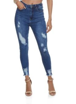 WAX Distressed Cuff Skinny Jeans