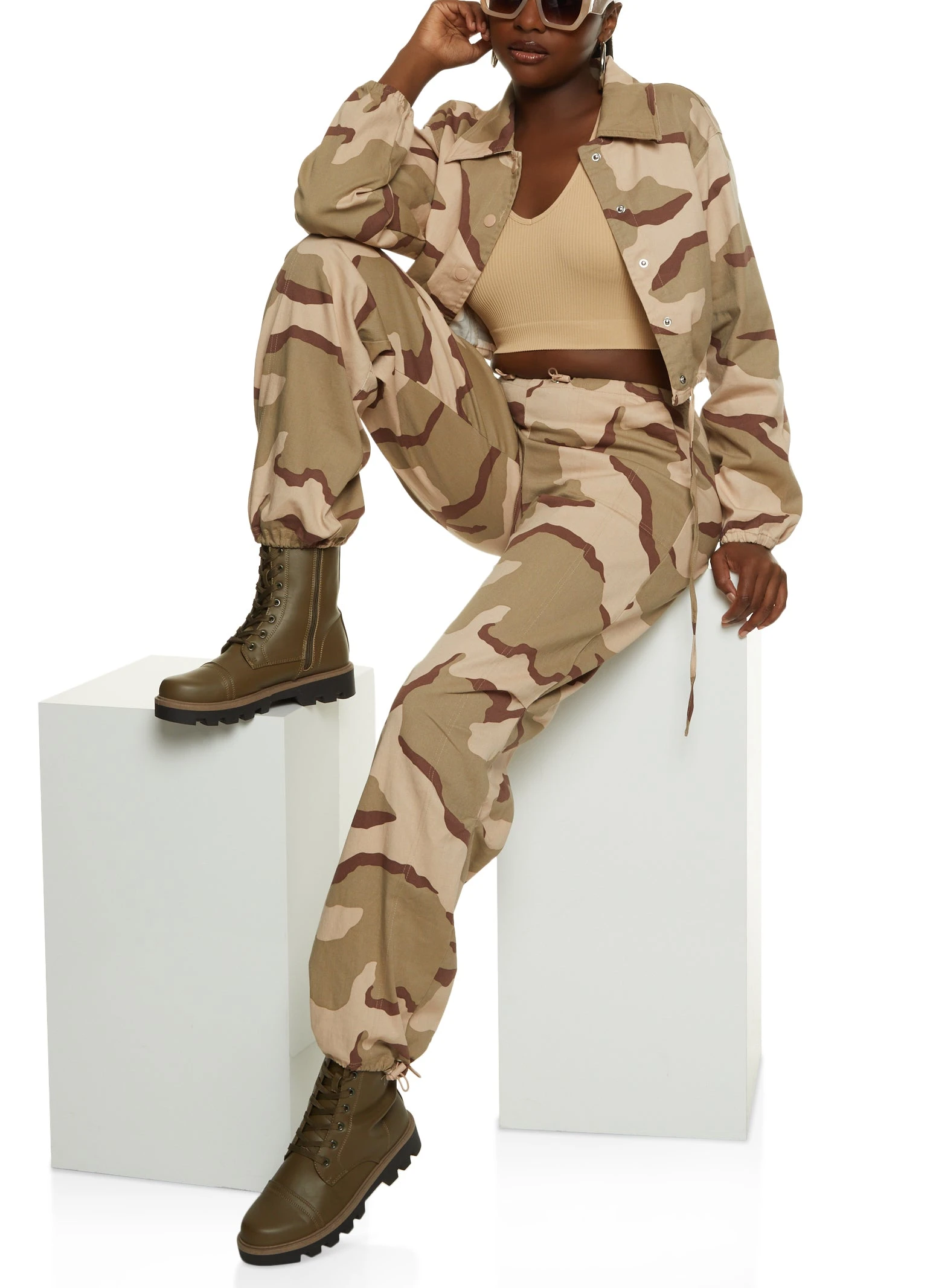 Camouflage Toggle Drawstring Hem Joggers - Image 2