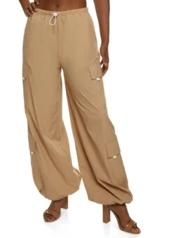 Toggle Drawstring Waist Parachute Pants