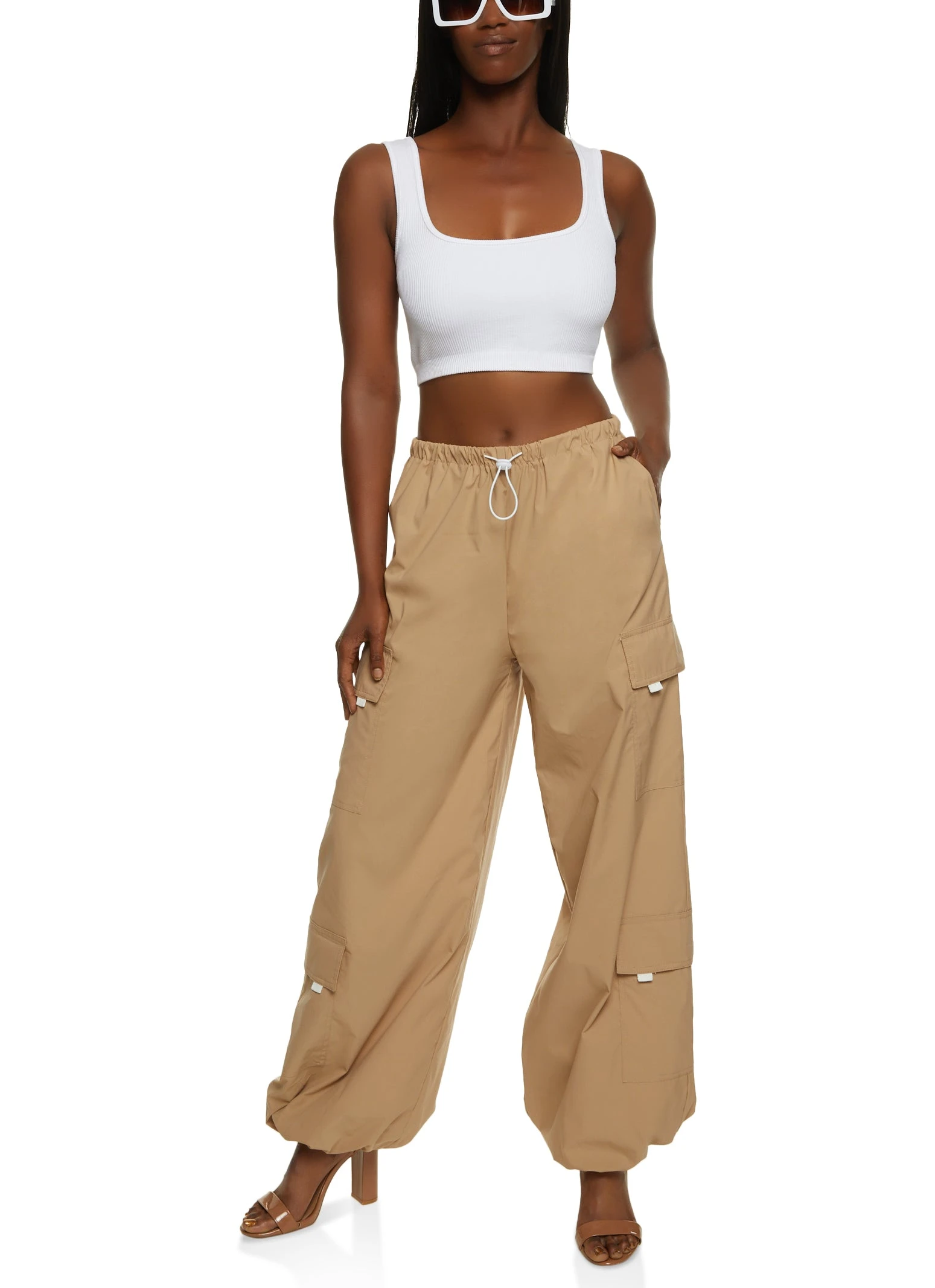 Toggle Drawstring Waist Parachute Pants - Image 2