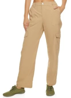 Nylon Wide Leg Cargo Pants
