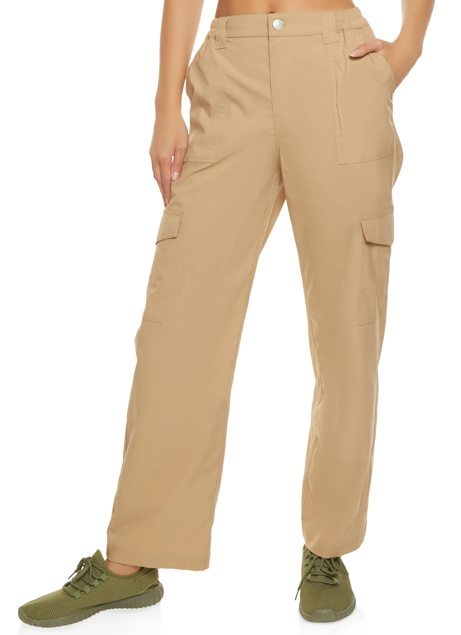 Nylon Wide Leg Cargo Pants