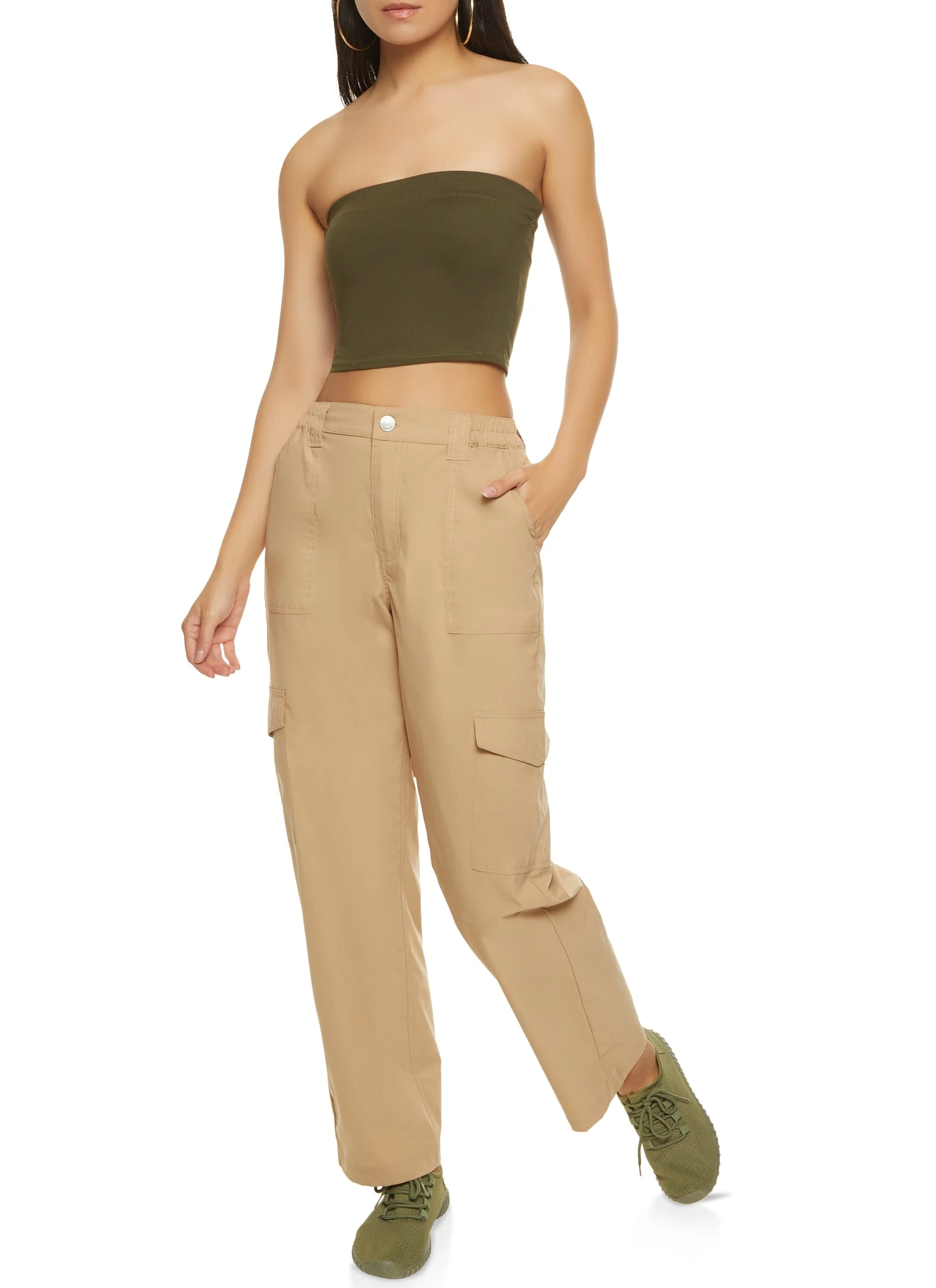 Nylon Wide Leg Cargo Pants - Image 2