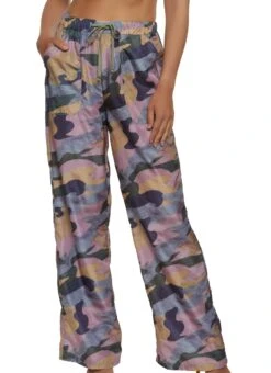 Nylon Camo Wide Leg Pants