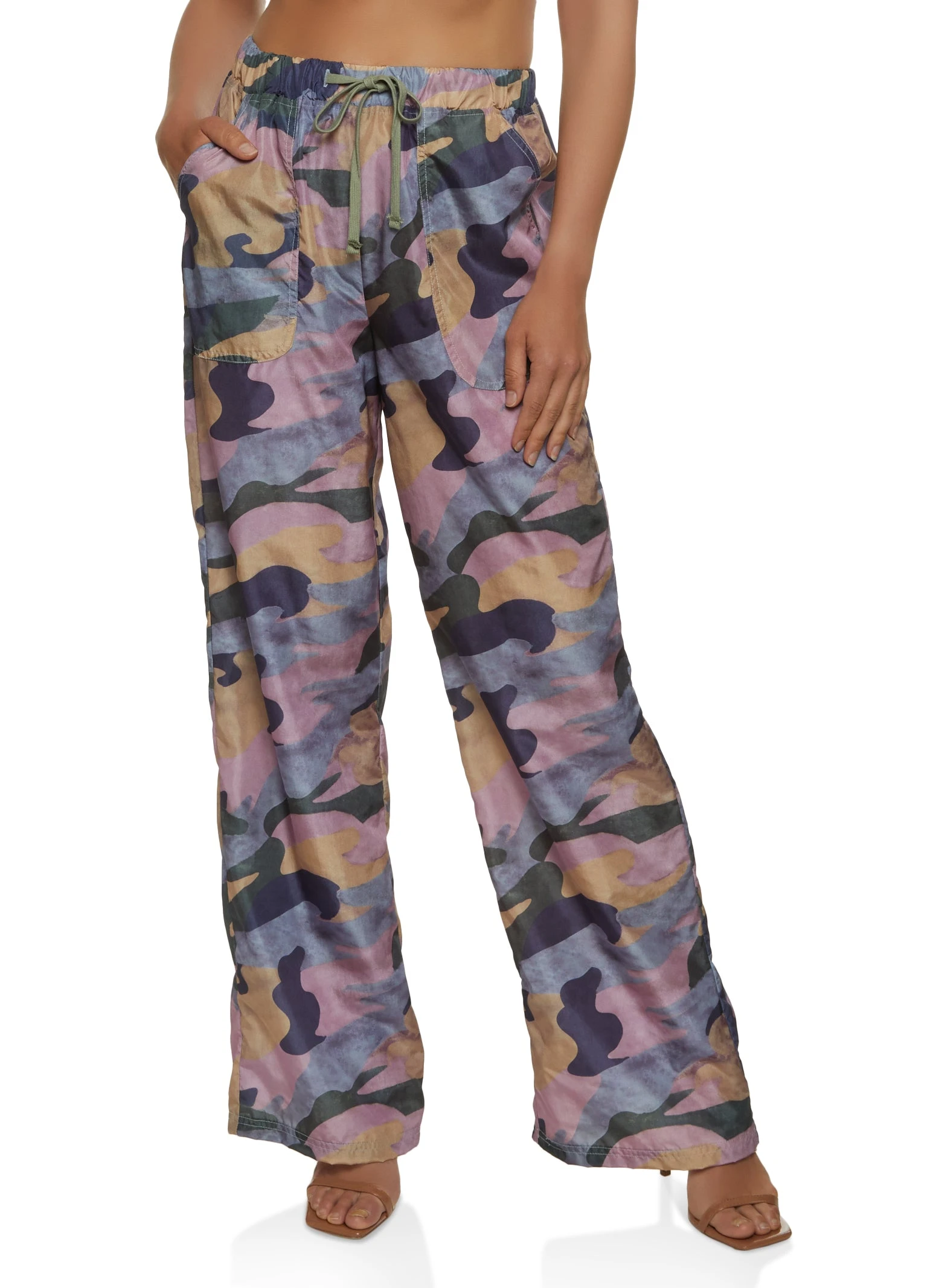 Nylon Camo Wide Leg Pants - Image 2