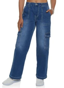 Almost Famous Decorative Stitch Denim Cargo Pants