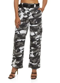 Belted Camo Cargo Pants