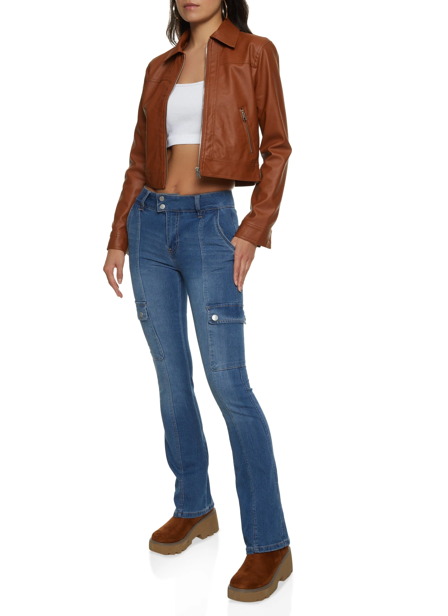 Almost Famous Low Rise Straight Leg Cargo Jeans - Image 2
