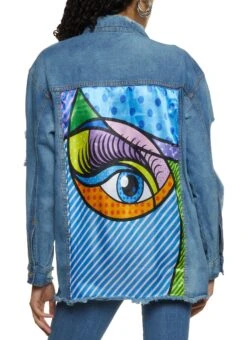 Eye Back Graphic Denim Jacket