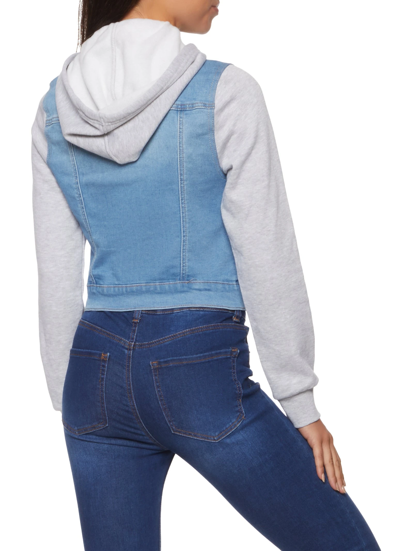Denim Detail Hooded Jacket - Image 2