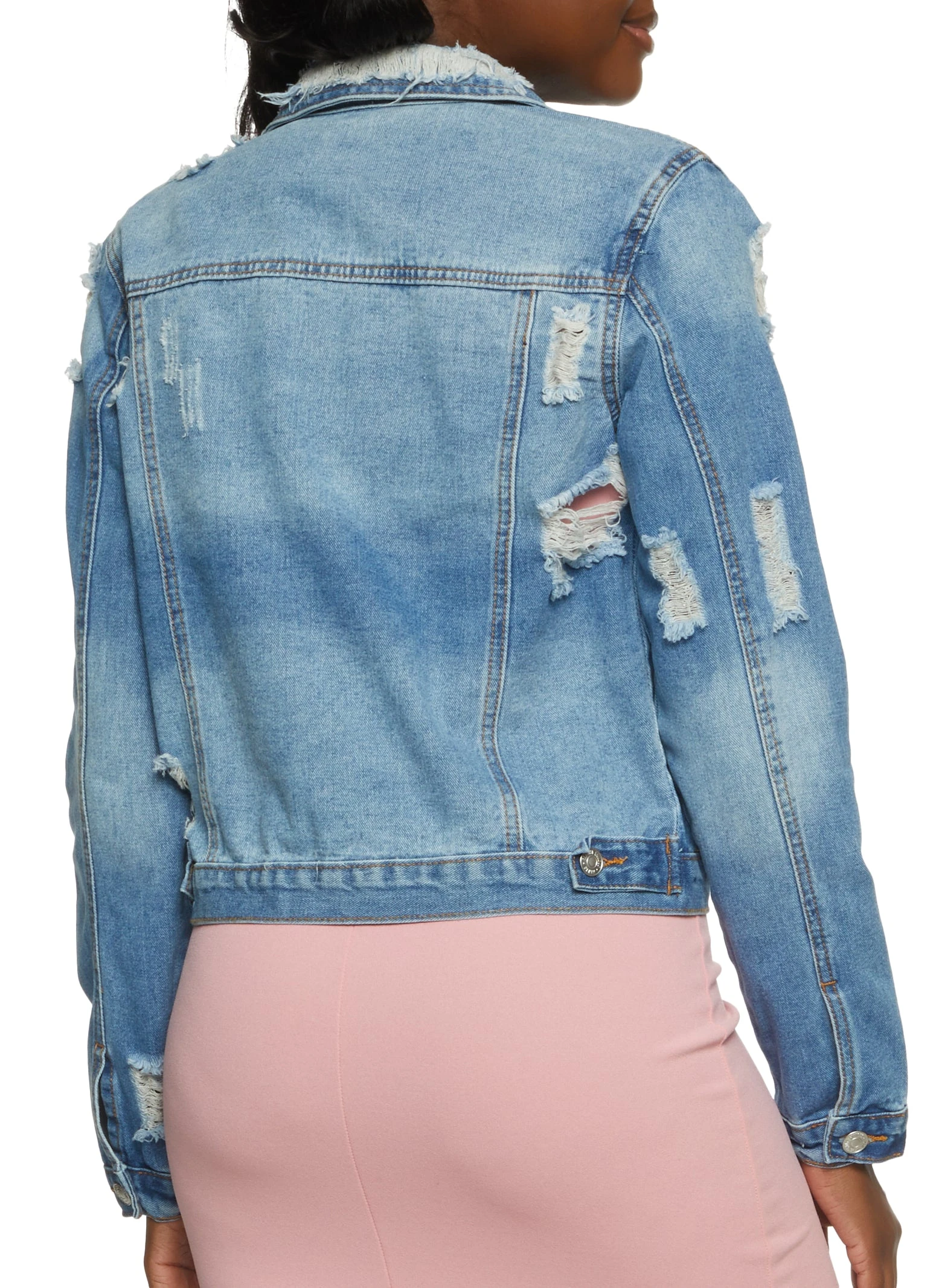 Almost Famous Distressed Jean Jacket - Image 2