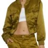 Satin Cargo Pocket Bomber Jacket