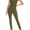 Zip Detail Tie Waist Belted Jumpsuit