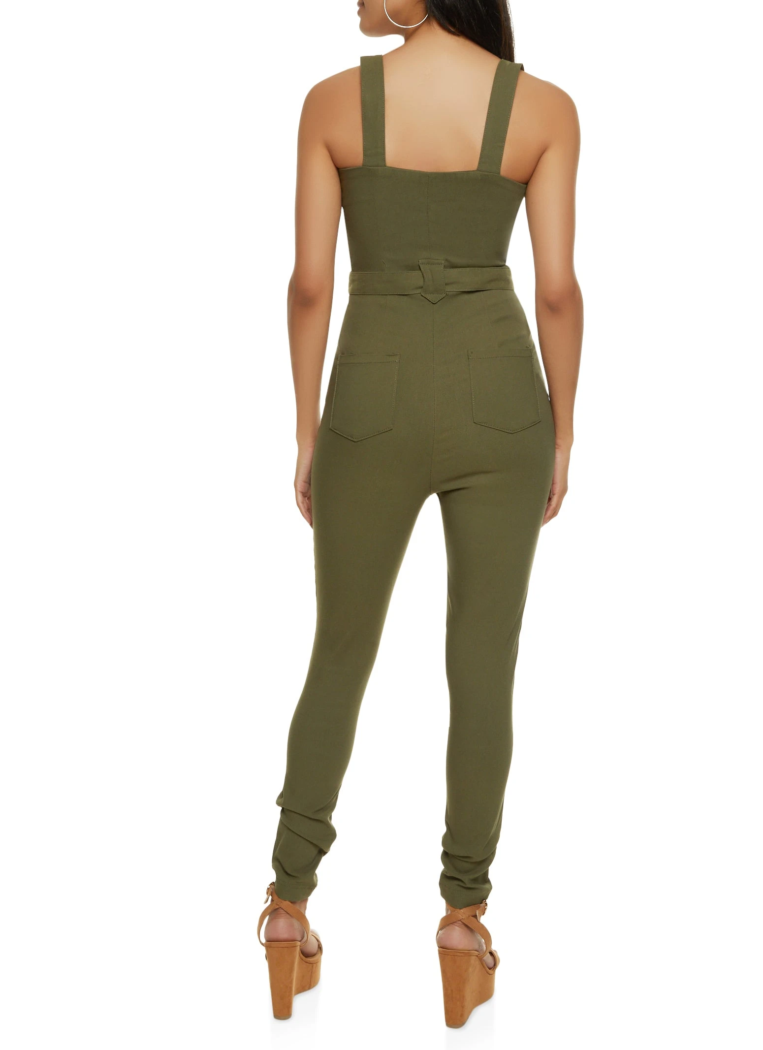 Zip Detail Tie Waist Belted Jumpsuit - Image 2