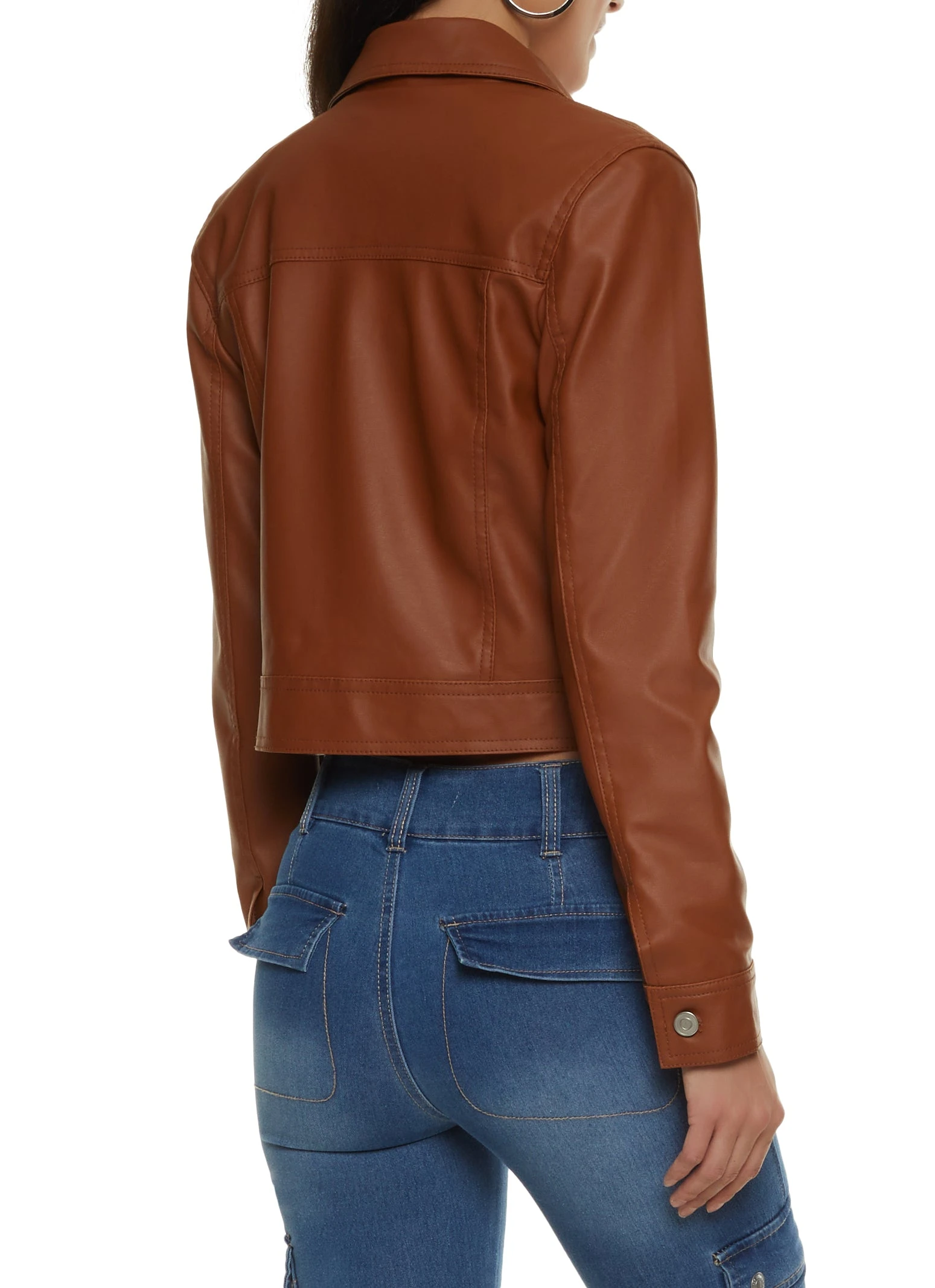 Zip Front Faux Leather Jacket - Image 2