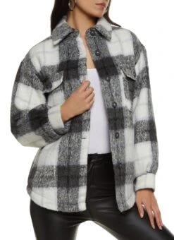 Ambiance Plaid Button Front Shacket