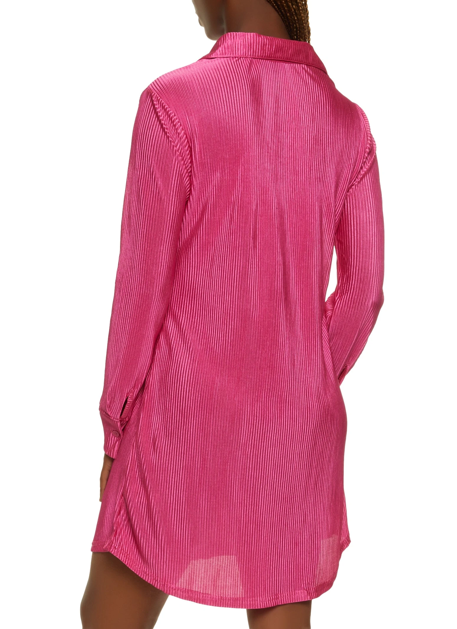 Plisse Mini Shirt Dress - Image 3