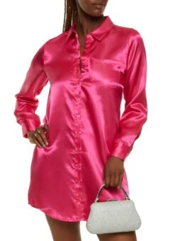 Satin Mini Shirt Dress