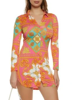 Status Print Mini Shirt Dress